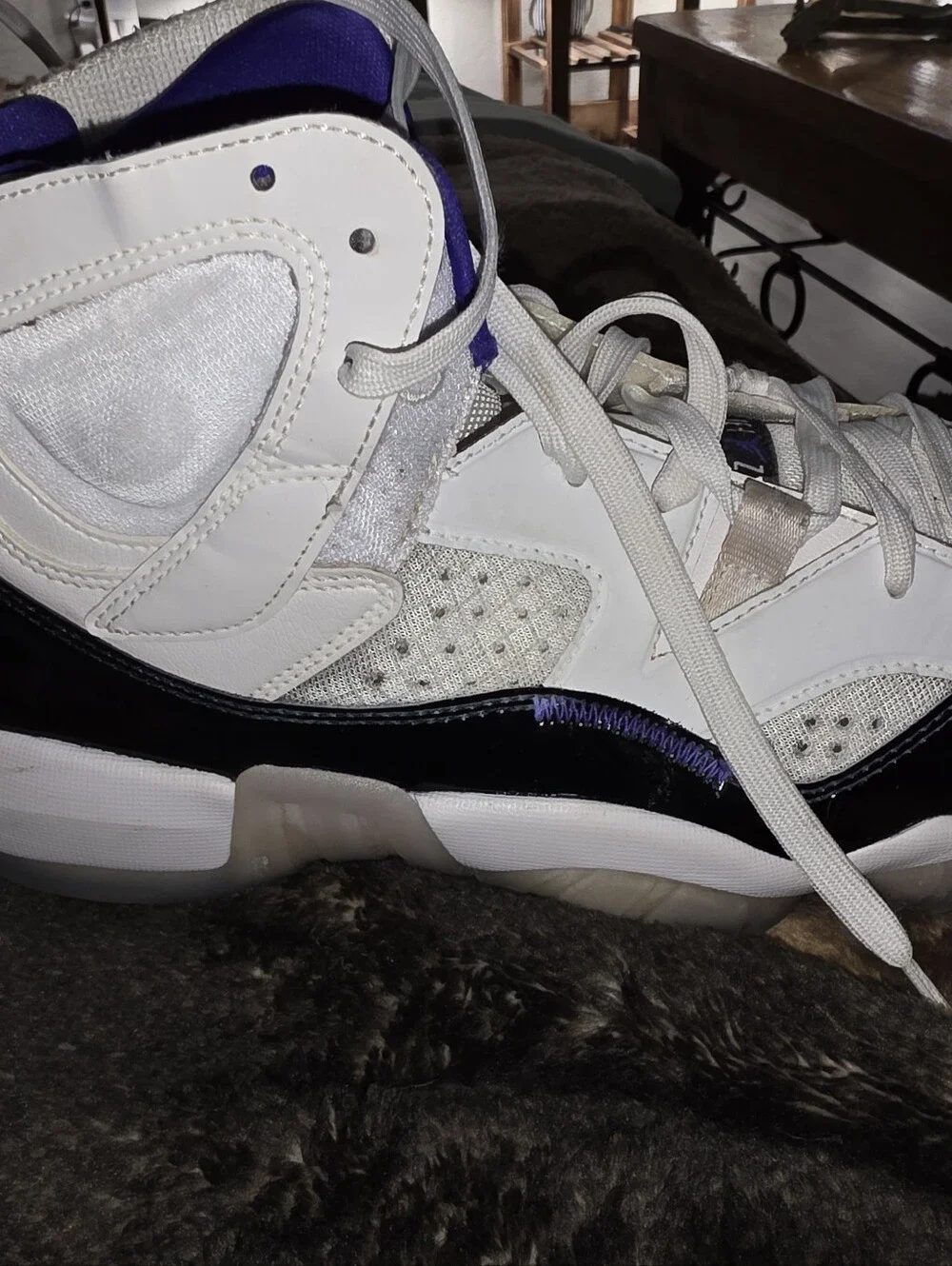 Jordan Men's Athletic Shoes - White, Purple & Black